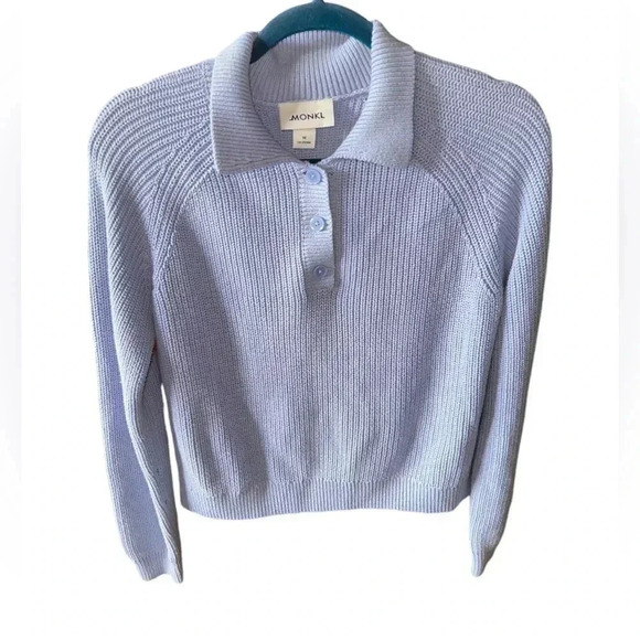 Monki (Stockholm) size medium cotton blend blue polo style sweater. - Picture 6 of 12